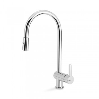 Newform Ergo Art. 65925  Miscelatore monocomando per lavello con bocca girevole e doccia estraibile a doppio getto