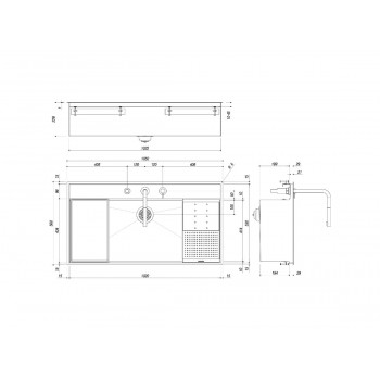 1LFX101NK Barazza FLEXI KIT Wash basin 1 cm 105x56 + faucet and accessories kit - satin stainless steel