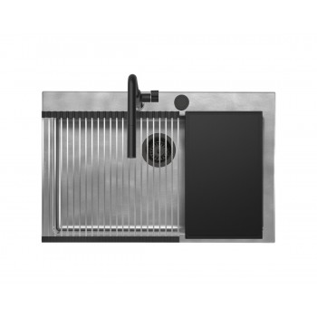 1LUN8K Barazza Unique sink 1 tub cm 79 x 51 + faucet and accessories kit - stainless steel