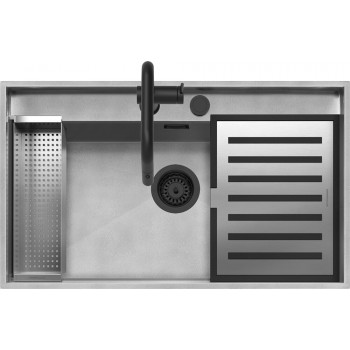 1LLBM91K Barazza Lab Mat Lavello 1 vasca cm. 86 x 51 + miscelatore e kit accessori - inox mat