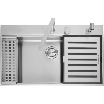 1LBF9K Barazza B_free Spüle 1 Becken cm.86 x 51 + Mixer und Zubehörset - satinierter Edelstahl