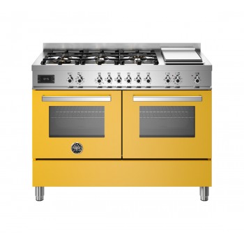 Bertazzoni PRO126G2EGIT2 Professional Cucina da accosto cm. 120 - 6 fuochi a gas + forno elettrico - giallo