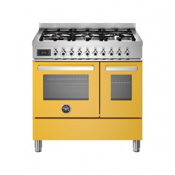 Bertazzoni PRO96L2EGIT2 Professional Cucina da accosto cm. 90 - 6 fuochi a gas + forno elettrico - giallo