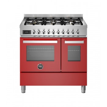 Bertazzoni PRO96L2EROT Professional Cucina da accosto cm. 90 - 6 fuochi a gas + forno elettrico - rosso