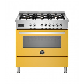 Bertazzoni PRO96L1EGIT2 Professional Cucina da accosto cm. 90 - 6 fuochi a gas + forno elettrico - giallo