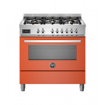 BERTZZONI PRO96L1EART2 Professionelle Küche von ca. 90 - 6 Gasbrenner + Elektroofen - Orange