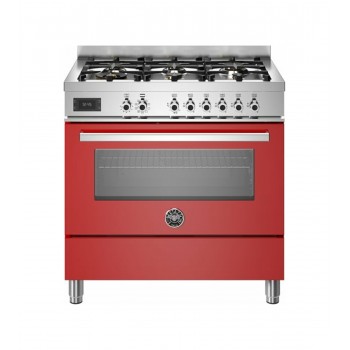 Bertazzoni PRO96L1EROT Professional Cucina da accosto cm. 90 - 6 fuochi a gas + forno elettrico - rosso