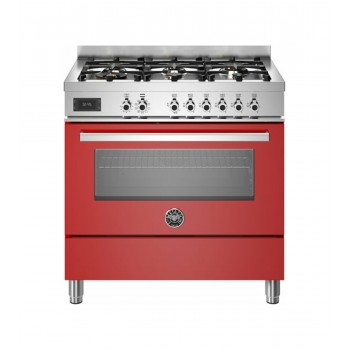 Bertazzoni pro96l1erot2 Professionelle Küche von ca. 90 - 6 Gasbrenner + Elektroofen - rot