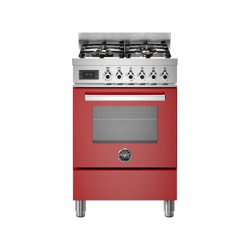 Bertazzoni PRO64L1EROT2 Professional Cucina da accosto cm. 60 - 4 fuochi a gas + forno elettrico - rosso