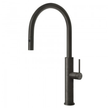 Gessi Miscelatore monocomando con doccetta estraibile Kitchen Meccanica 60024 707 finitura Black Metal Brushed