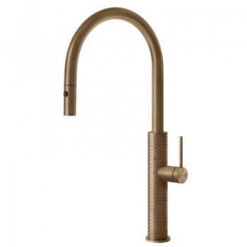 Gessi Mixer single control with pull-out shower Kitchen Mechanic 60024 726 finish Warm Bronze Brushed