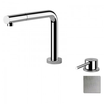 Gessi Adjustable mixer with remote control and pull-out shower Su and Down Collection 50109 149 Finox finish