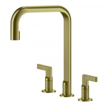 3 holes mixer Engraved Collection 58701 727 Brass Brushed finish