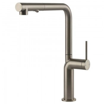 Single-switch mixer with pull-out shower Stelo Collection 60311 149 Finox finish