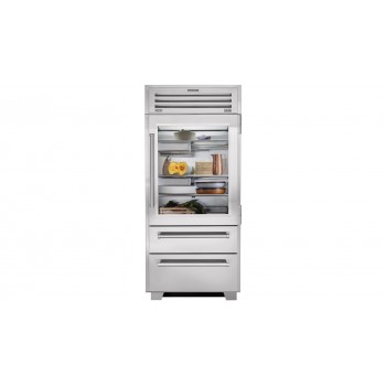 SUB-ZERO stainless steel refrigerator/freezer with ice maker and glass door ICBPRO3650G