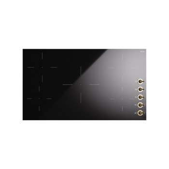 Ilve Hob HVI395N Nostalgie Induction hob cm 90 in glassceramic with brass knobs | chromo