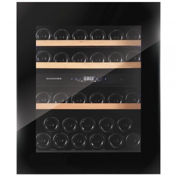 Dunavox Recessed Keller, 2 Temperaturen, Glastür 'full glass' schwarz - Klasse G, 32 Flaschen - DAVG-32.80DB.TO
