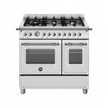 Bertazzoni Her96L2EXT2 Heritage kitchen from approx. 90 - 6 gas burners + 2 electric ovens - stainless steel