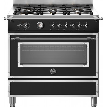 Bertazzoni HER96L1ENET2 Heritage Cucina da accosto cm. 90 - 6 fuochi a gas + forno elettrico - nero