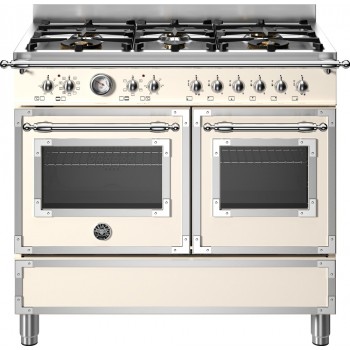 Bertazzoni HER106L2EAVT2 Heritage Cucina da accosto cm. 100 - 6 fuochi a gas + 2 forni elettrici - scaldavivande - avorio