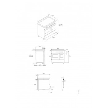 Bertazzoni Pro95i2Eart2 Professionelle Küche von ca. Cm. 90 - 5 Kochzonen + 2 elektrische Öfen - Orange