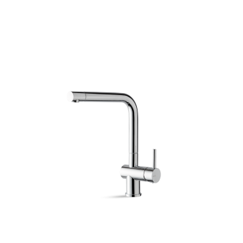 VEMA V26221 Miscelatore monocomando per lavello con canna “L” girevole. Flessibili di alimentazione F 3/8″.