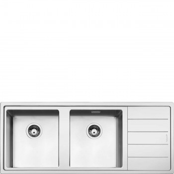 SMEG LFT116D Universal sink Welded sink Filotop Slim Groove Destro Number of tubs 2 Stainless steel