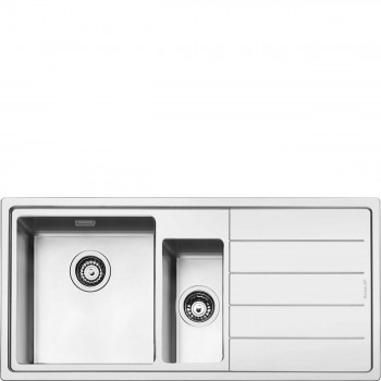 SMEG LFT102D Universalspüle Einschweißspüle Slim Flächenbündig Einbauspüle Abtropffläche rechts Anzahl Becken 1 34 Edelstahl