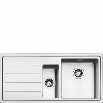 SMEG LFT102S Universalspüle Einschweißspüle schmal flächenbündig eingebaut Abtropffläche links Anzahl Becken 1 34 Edelstahl