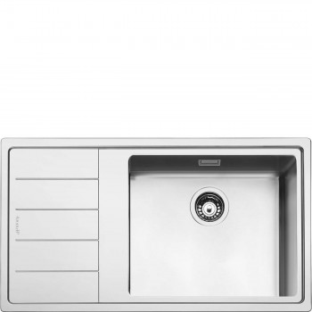 SMEG LFTG861S Universalspüle Einschweißspüle schmal flächenbündig eingebaut Abtropffläche links Anzahl Becken 1 Edelstahl