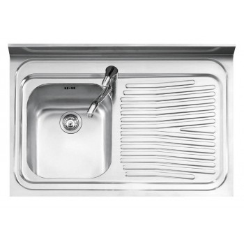 Jollynox 1901S3K Free Standing sink 1 tub support cm 90 x 60 with left stainless steel satin dripper