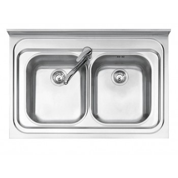 Jollynox 19023K Free Standing sink 2 tubs support cm 90 x 60 satin stainless steel