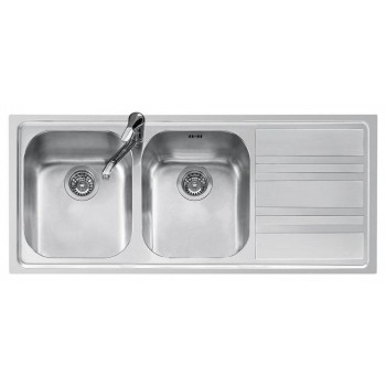 Jollynox 1LLF1202D3K Life Lavello 2 vasche incasso 116x50  con gocciolatoio destro  inox